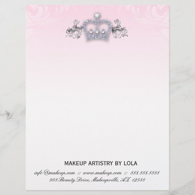 Fashion Jewelry Salon Letterhead Crown Pink (Front)
