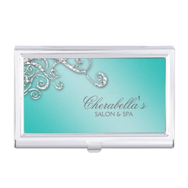 Fashion Jewelry Salon Swirl Business Card Case (Front)