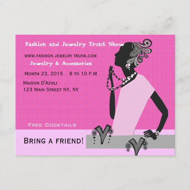 Fashion Jewelry Trunk Show Custom Woman Model Postcard (Front)