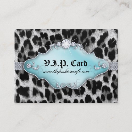 Customizable Fashion Jewelry VIP Club Card Leopard Black Blue Business Cards