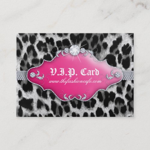 Fashion Jewelry VIP Club Card Leopard Black Pink Business Card Template
