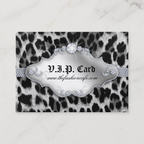 Fashion Jewelry VIP Club Card Leopard Black White Business Cards