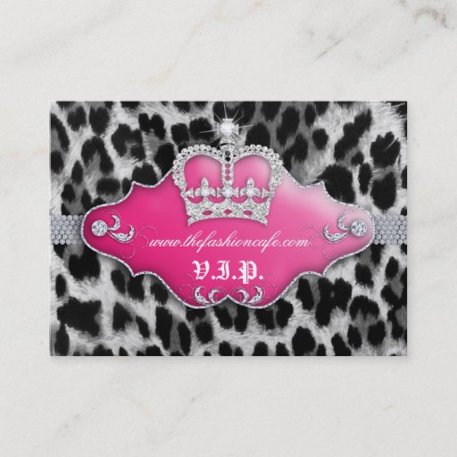 Customizable Fashion Jewelry VIP Club Card Leopard Crown Pink Business Card Templates