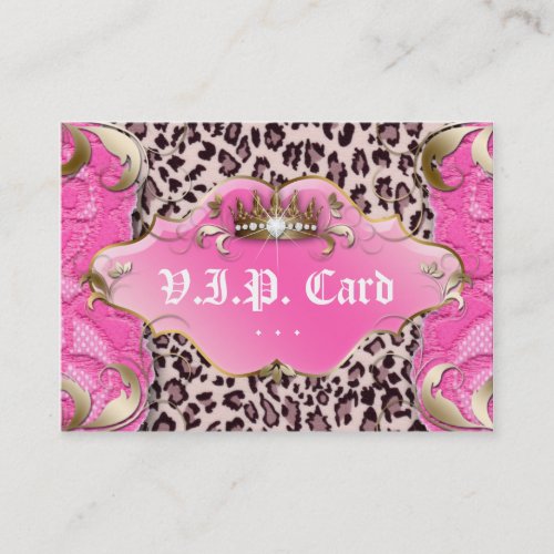 Fashion Jewelry VIP Club Card Leopard Lace Pink Business Card