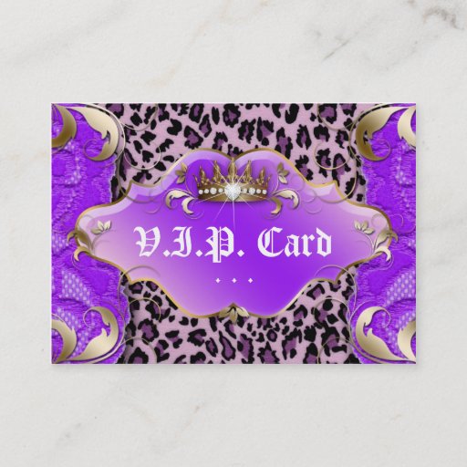 Customizable Fashion Jewelry VIP Club Card Leopard Lace Purple Business Card