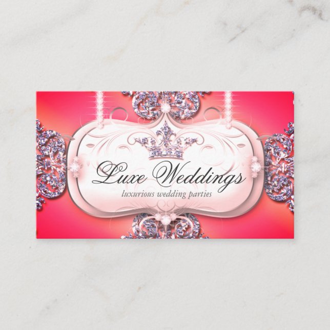 Fashion Jewelry Wedding Elegant Crown Glitter  Bus Business Card (Front)