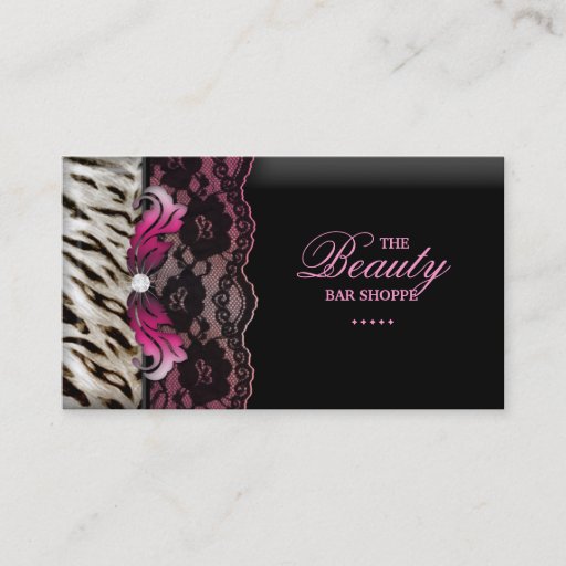 Customizable Fashion Jewelry Zebra Lace Pink Business Card