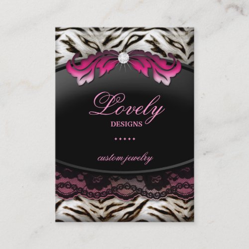 Fashion Jewelry Zebra Lace Pink Jumbo Business Card
