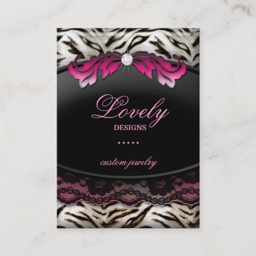 Customizable Fashion Jewelry Zebra Lace Pink Jumbo Business Card