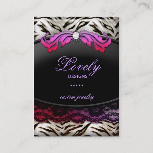 Customizable Fashion Jewelry Zebra Lace Pink Red Jumbo Business Card