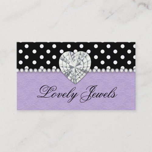 Fashion Jewels n Pearls Dots Lace Purple Business Cards
