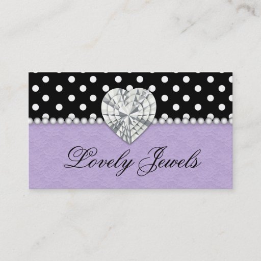 Customizable Fashion Jewels n Pearls Dots Lace Purple Business Cards