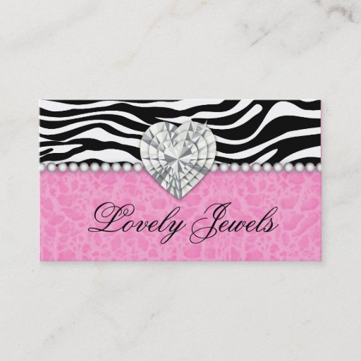 Customizable Fashion Jewels n Pearls leopard Zebra Lace Pink Business Card