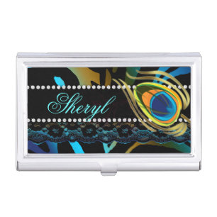 Fashion Lace Jewelry Peacock Diamonds Case For Business Cards