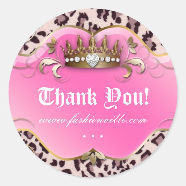 Fashion Leopard Sticker Jewelry Crown Pink (Front)