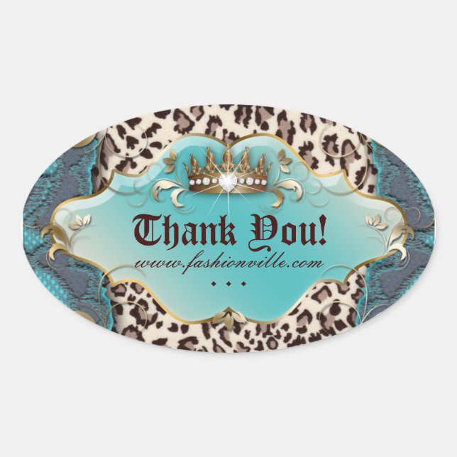 Fashion Leopard Sticker Jewelry Crown Teal 3 (Front)