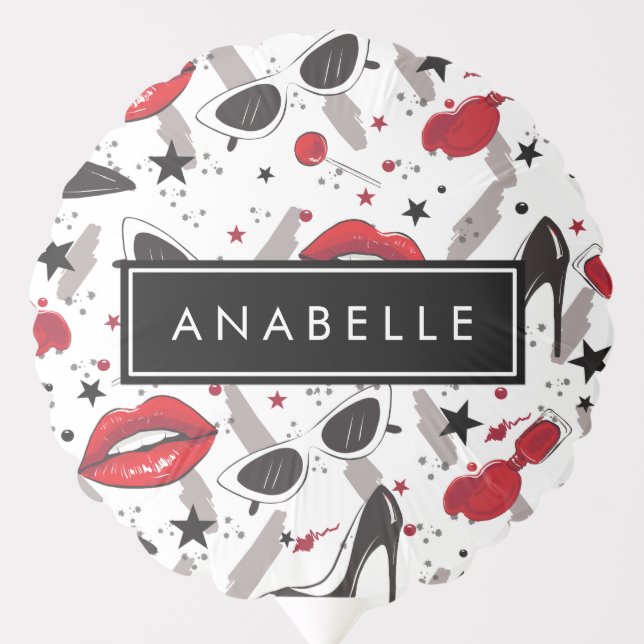 Fashion, Lips, High Heels, Stiletto, Your Name Balloon (Front)