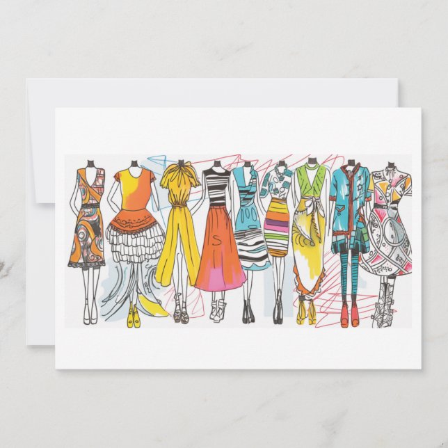 Fashion Lovers Art Print Colorful Blank Notecard (Front)