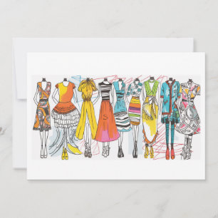 Fashion Lovers Art Print Colorful Blank Notecard