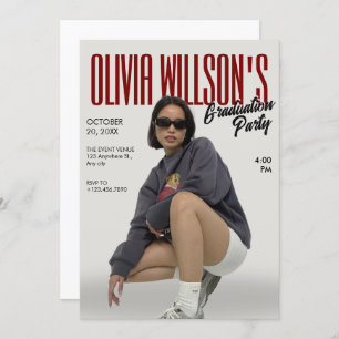 Fashion magazine photo graduation invitation