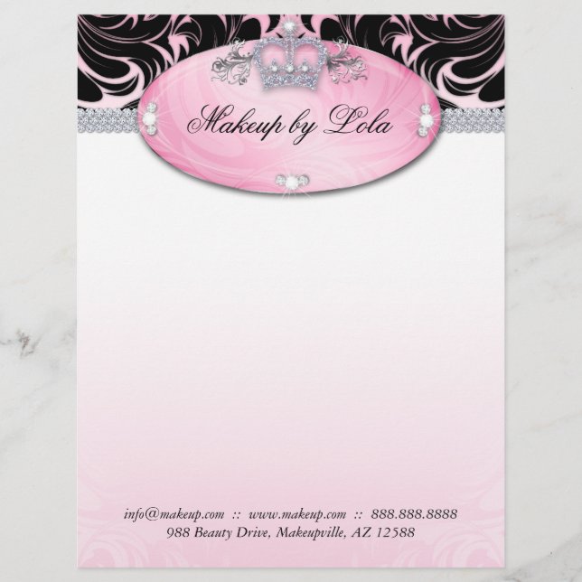Fashion Makeup Artist Letterhead Crown Pink (Front)