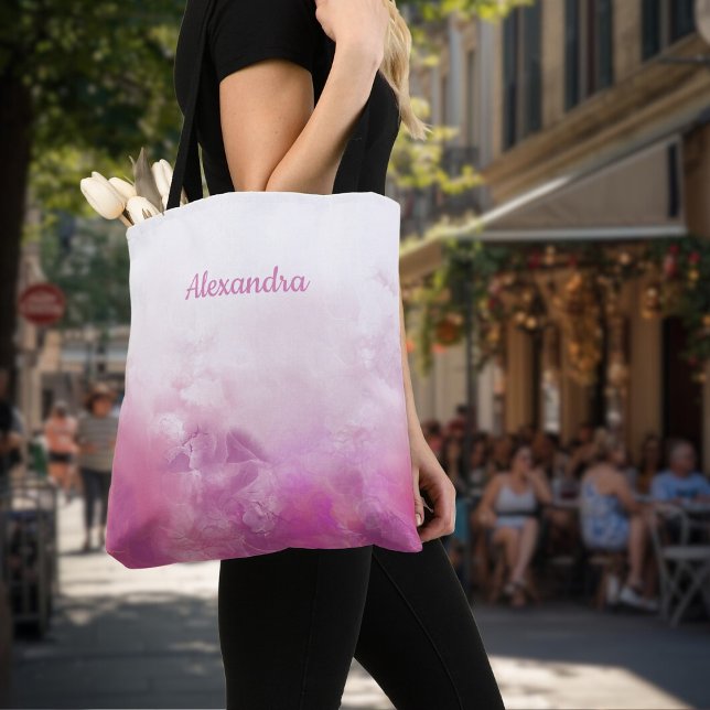 Fashion meets function: Name pink Marble design Tote Bag (Creator Uploaded)