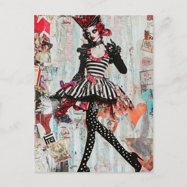 Fashion Mixed Media Collage Postcard (Front)