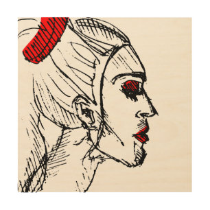Fashion Model Sketch Wood Wall Art