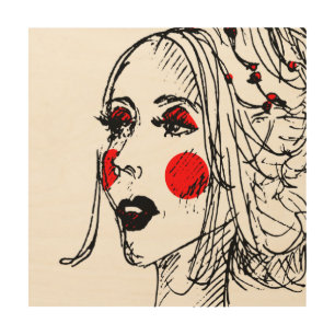 Fashion Model Sketch Wood Wall Art