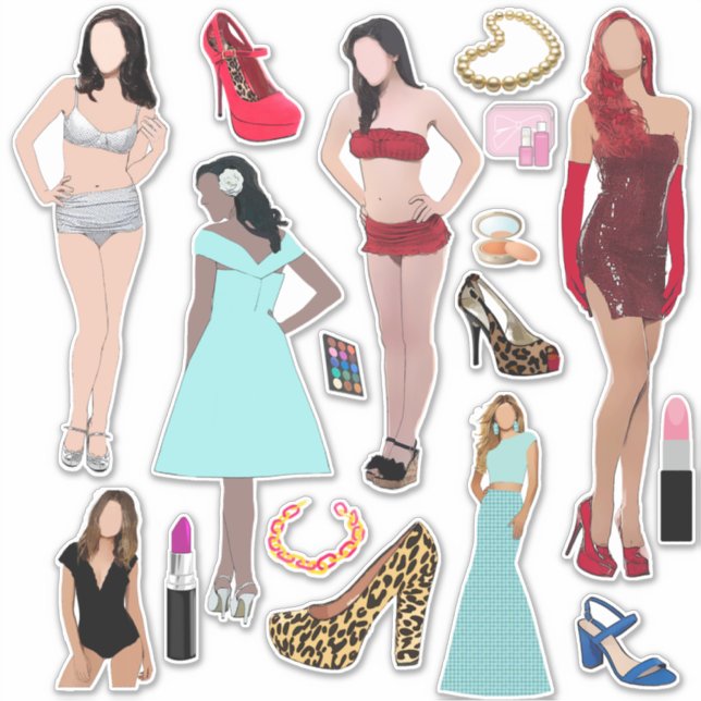 Fashion Models Shoes and Makeup Art  Sticker (Front)