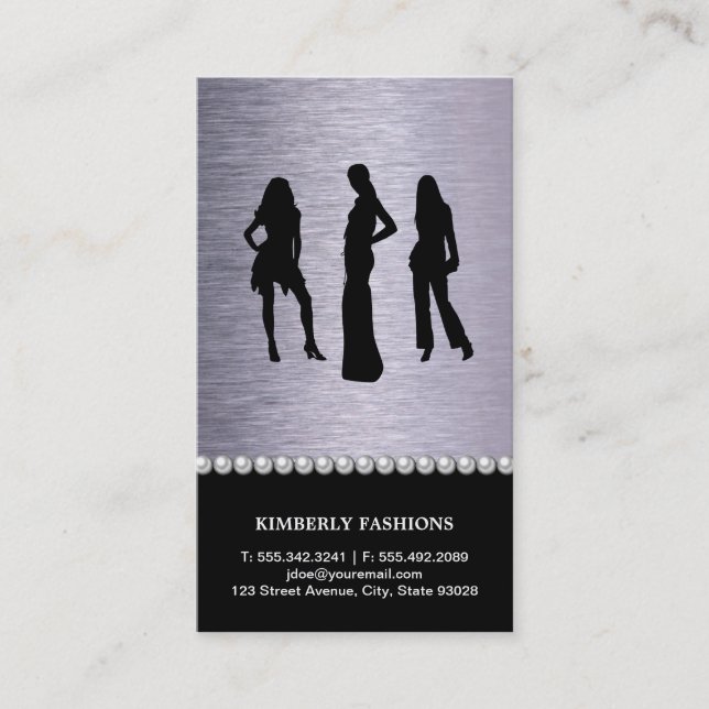 Fashion Models | Steel Business Card (Front)