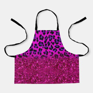 Fashion Modern Pink Purple Glitter Leopard Apron
