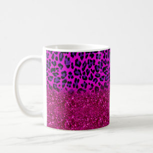 Fashion Modern Pink Purple Glitter Leopard Coffee Mug
