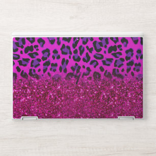 Fashion Modern Pink Purple Glitter Leopard HP Laptop Skin
