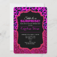 Fashion Modern Pink Purple Glitter Leopard.       