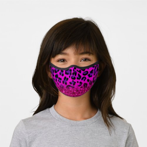 Fashion Modern Pink Purple Glitter Leopard Premium Face Mask