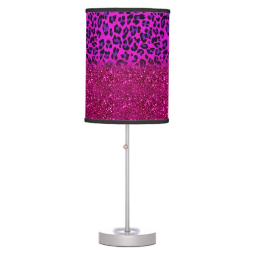 Fashion Modern Pink Purple Glitter Leopard Table Lamp