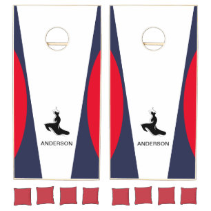 Fashion Monogram Business Name Wood Style  Cornhole Set