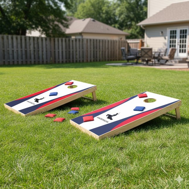 Fashion Monogram Business Name Wood Style  Cornhole Set (Creator Uploaded)