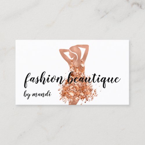 Fashion Online Shop  Logo  Copper Rose Dress QR  Business Card