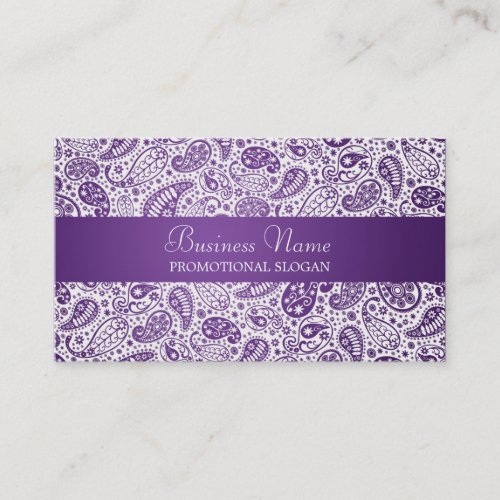 Fashion Paisley Purple Professional Business Card Template