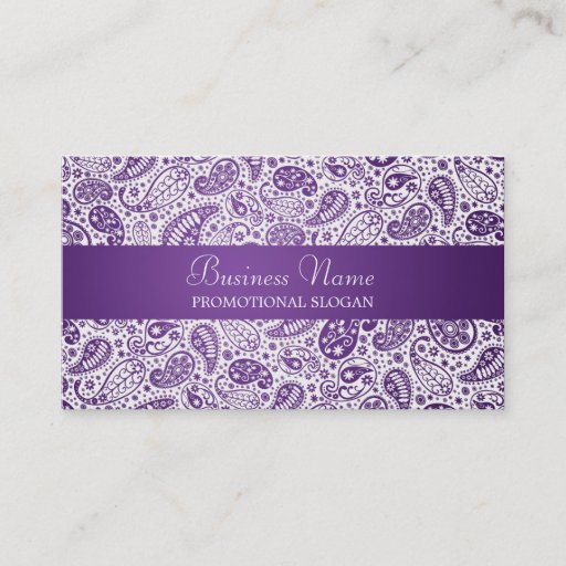 Customizable Fashion Paisley Purple Professional Business Card Template