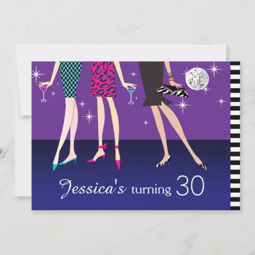 Fashion Party Girls 30th Birthday Invitation