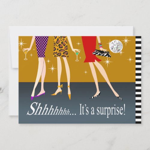 Fashion Party Girls Surprise Birthday Party Invitation