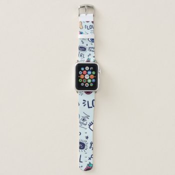 Fashion Patch Badges. Seamless Pattern With Pink G Apple Watch Band by decorworld at Zazzle