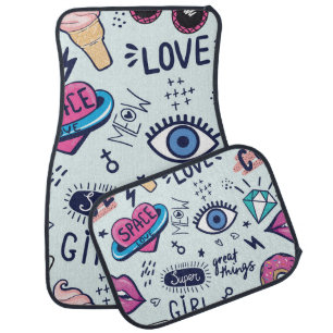 Fashion Patch: Pop Art Stickers. Car Floor Mat