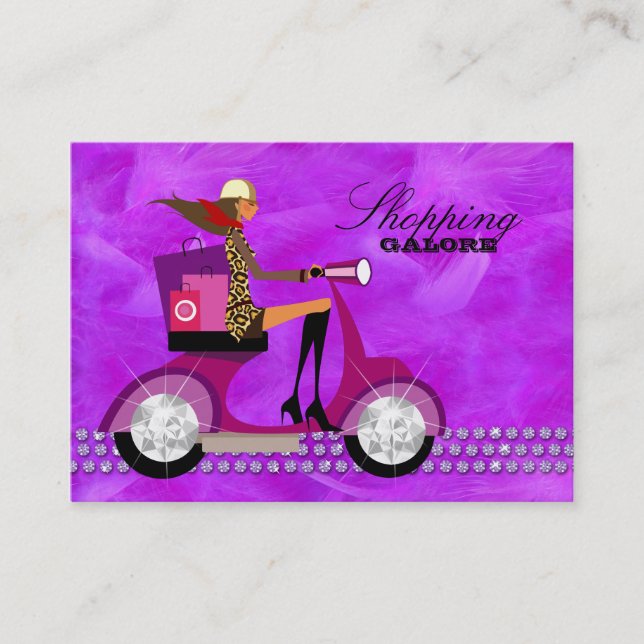Fashion Personal Shopper Jewelry Feathers Violet Business Card (Front)
