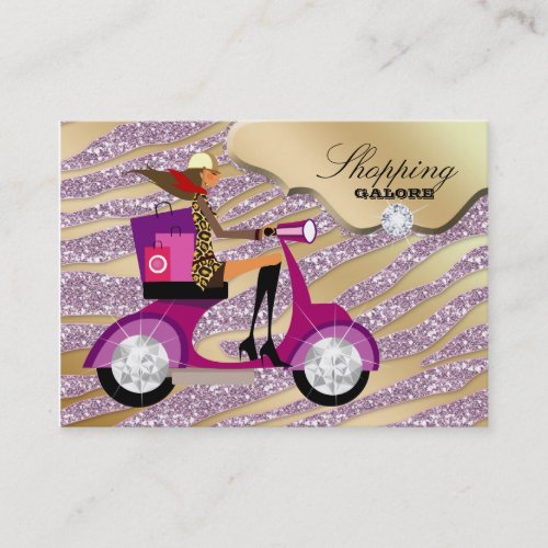 Fashion Personal Shopper Jewelry Gold Pink Glitter Business Card Template