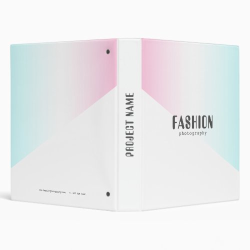 Fashion Photographer Geometric White  Pink Ombre 3 Ring Binder