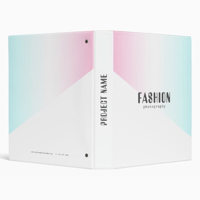 Fashion Photographer Geometric White & Pink Ombre 3 Ring Binder (Background)